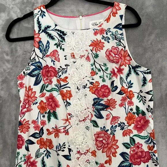 Eliza J women Sleeveless Dress Floral Shift Size 8 Knee Length - Picture 11 of 12